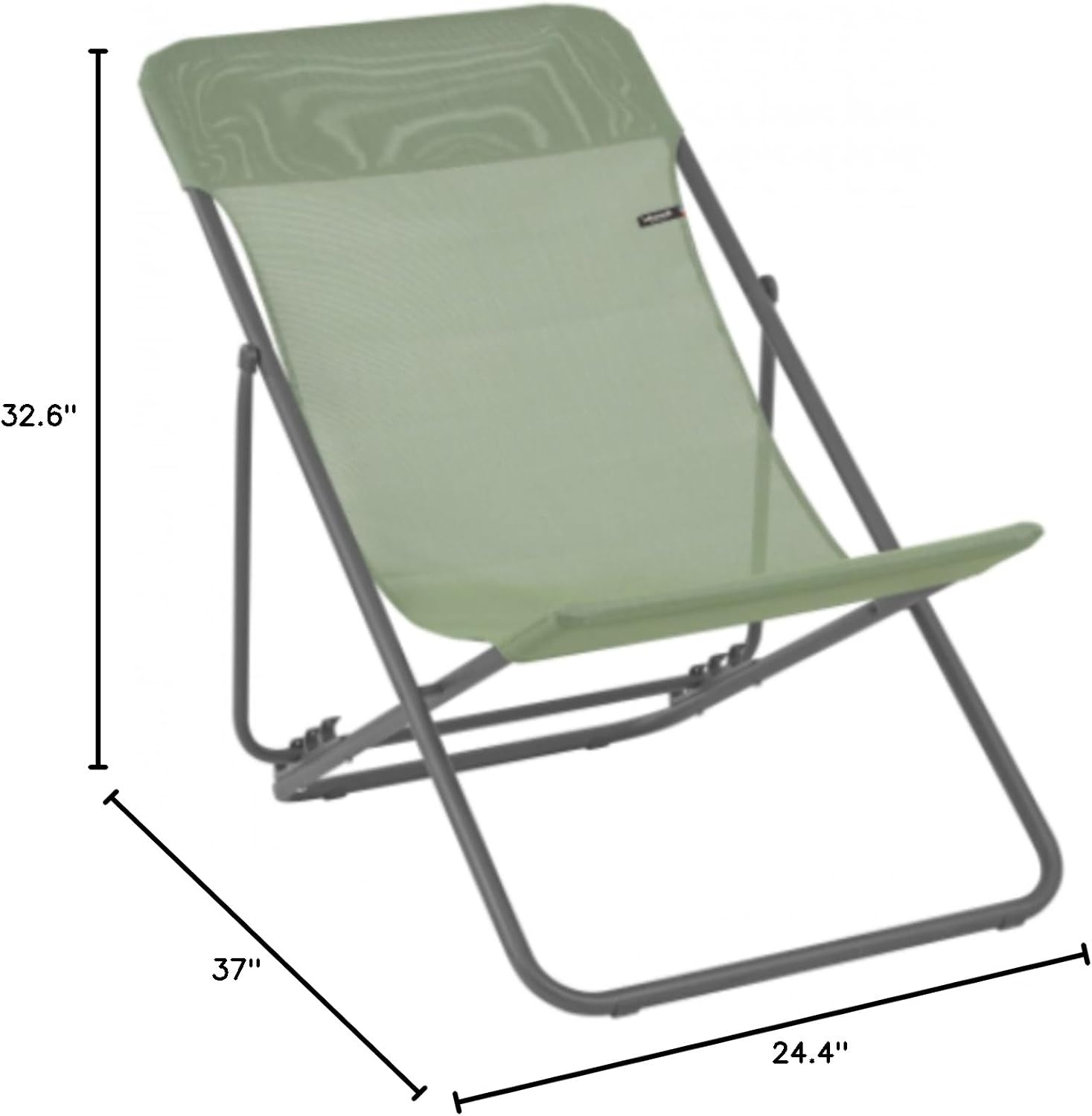 Lafuma LFM2502-8557 Maxi Transat Folding Sling Chair with Basalt Steel Frame and Batyline Fabric (Set of 2), Moss