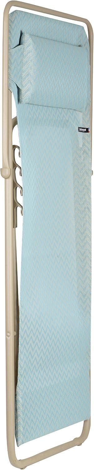 Lafuma LFM2579-7233 Maxi Transat Plus Folding Sling Chair – Sand Frame with Céladon Chevron Batyline Fabric