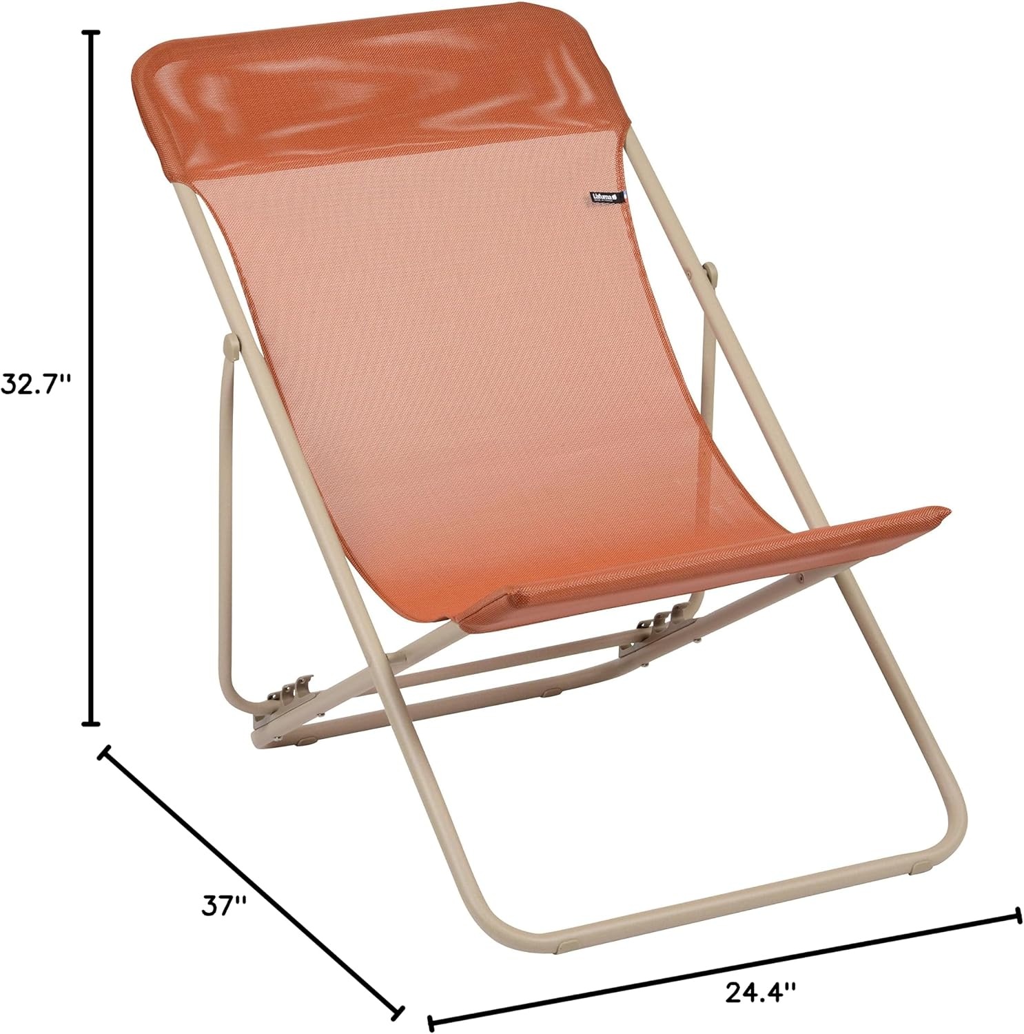 Lafuma LFM2576-7229 Maxi Transat Folding Sling Chair – Sand Frame with Bourbon Gloss Batyline® Fabric