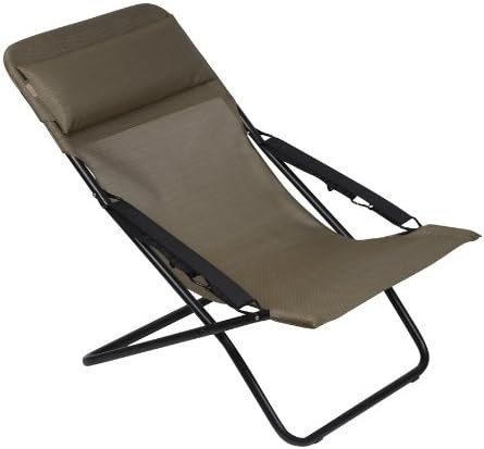 Lafuma LFM2537-6896 Transabed XL Plus Folding Sling Chair – Black Frame with Bronze Natural Batyline® Fabric