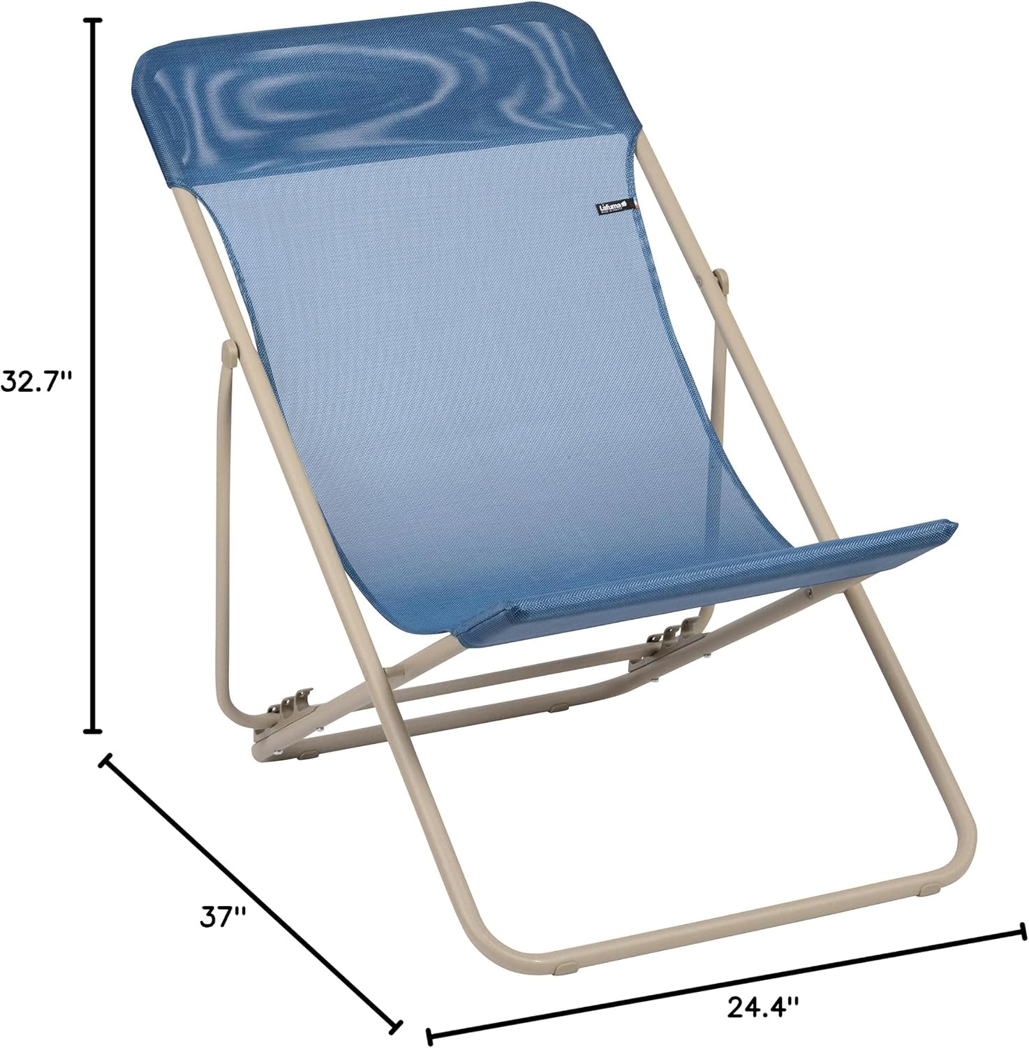 Lafuma LFM2576-7230 Maxi Transat Folding Sling Chair – Sand Frame with Curaçao Gloss Batyline® Fabric