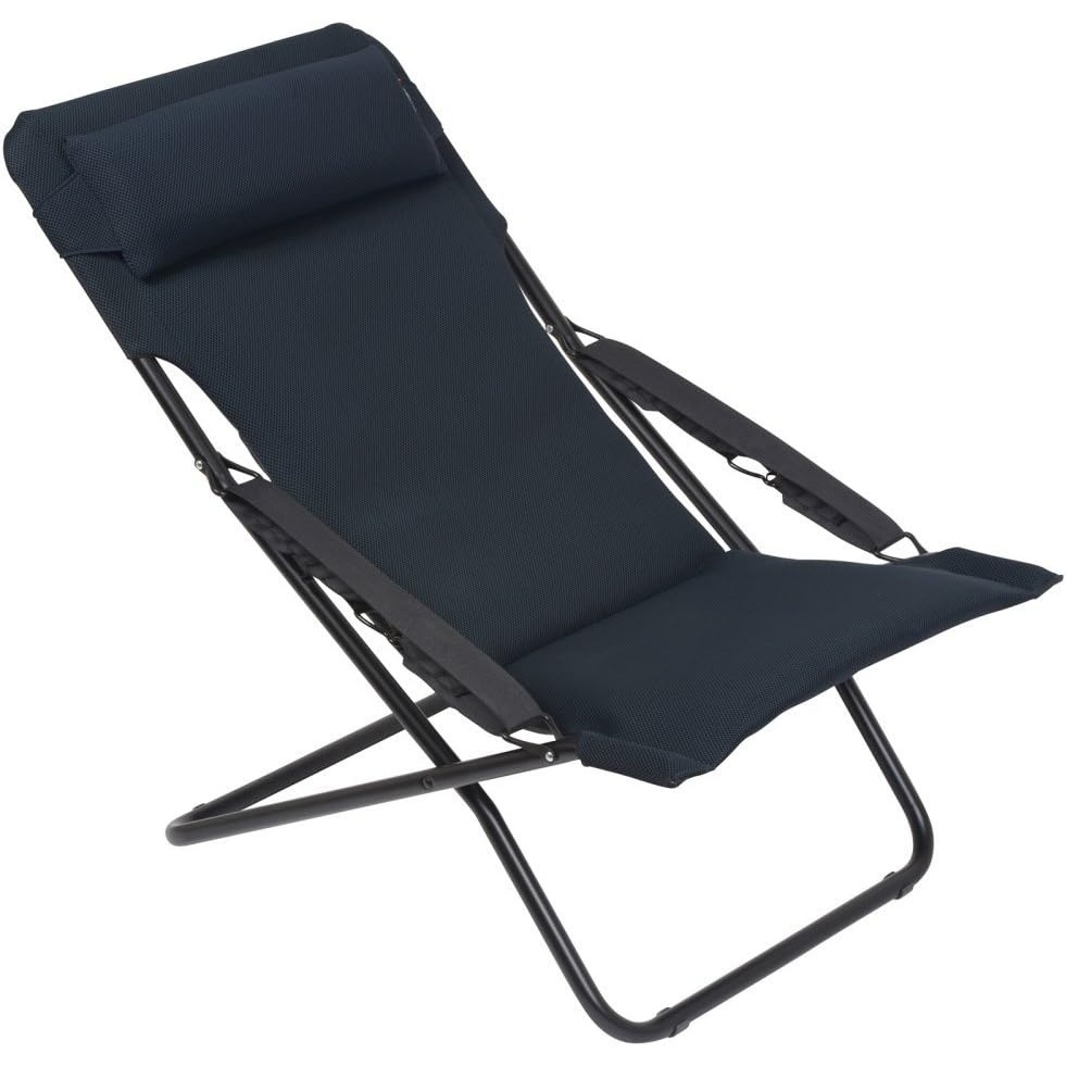 Lafuma Transabed XL Plus Air Comfort – Black Steel Frame – Bordeaux Air Comfort Fabric – Folding Sling Chair – Premium Outdoor Folding Lounge Chairs(Bordeaux)