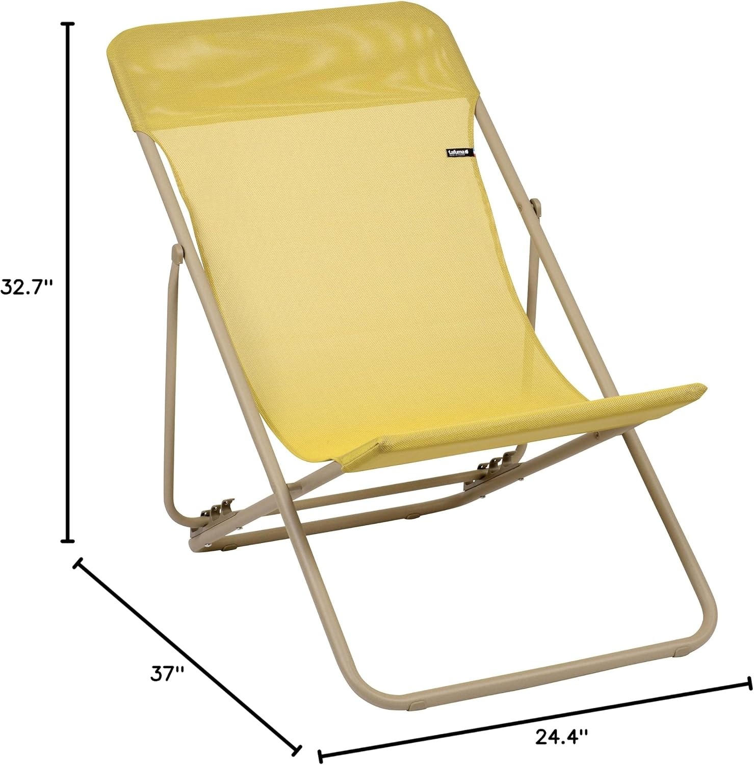 Lafuma LFM2576-7228 Maxi Transat Folding Sling Chair – Sand Frame with Champagne Gloss Batyline® Fabric