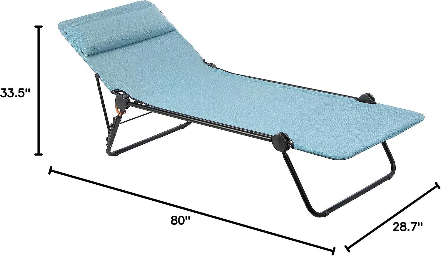 Lafuma Sunside Folding Sunbed – Black Frame with Aqua Batyline Duo Fabric