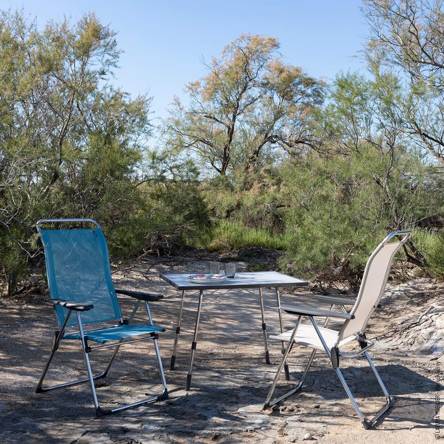 Lafuma Alu Cham Folding Armchair (Seigle Gray, Set of 4) Foldable Deck and Patio Chairs, 1 (LFM2772-2178)