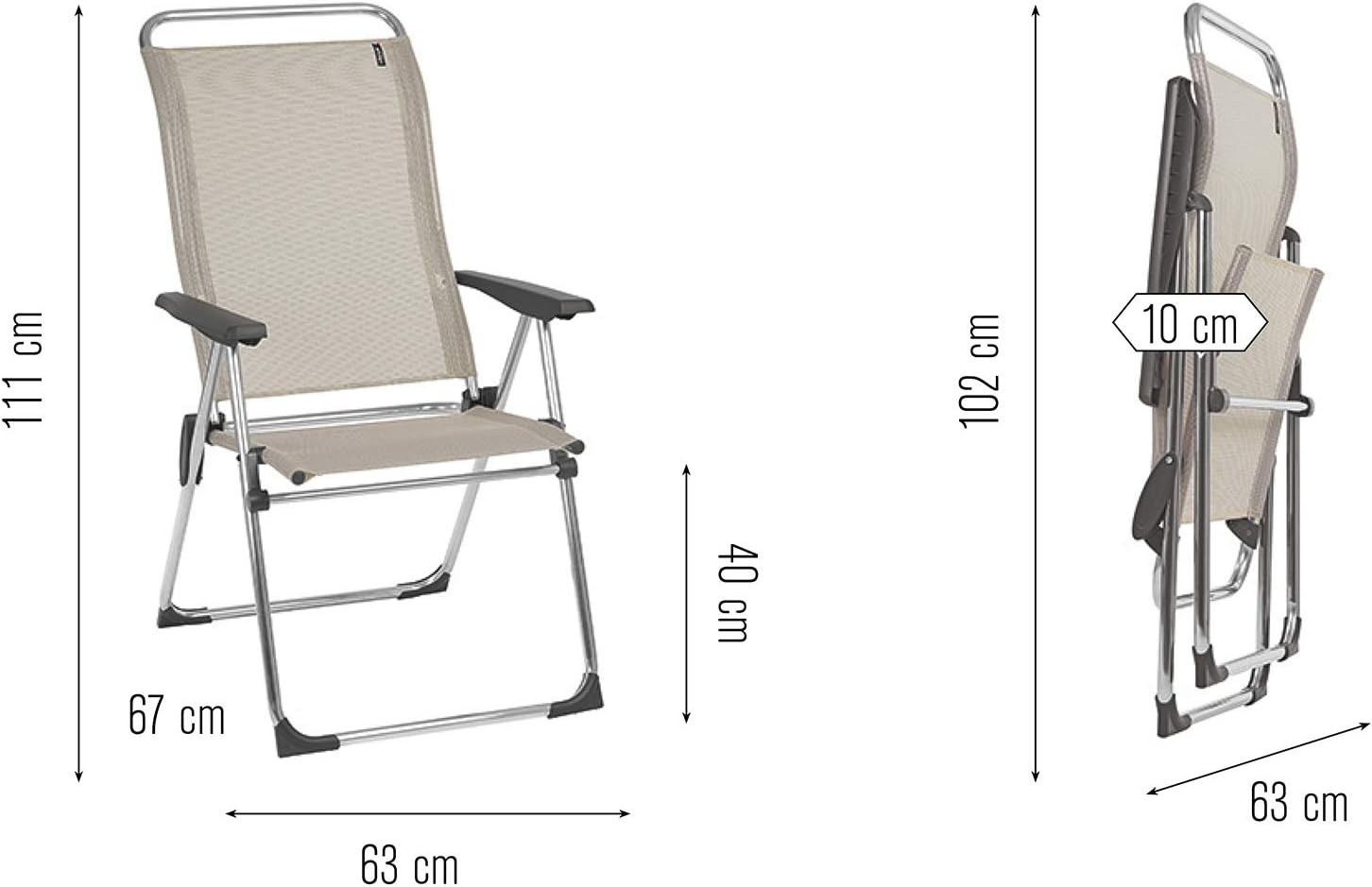 Lafuma Alu Cham Folding Armchair (Seigle Gray, Set of 4) Foldable Deck and Patio Chairs, 1 (LFM2772-2178)