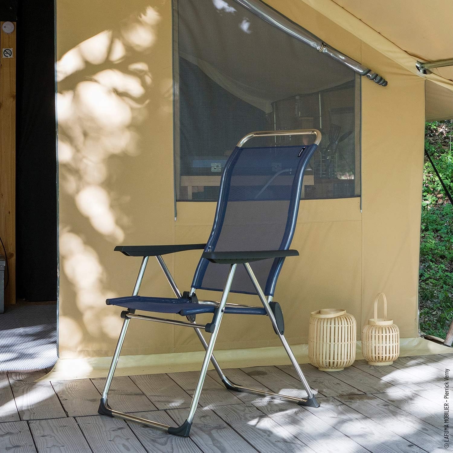 Lafuma Alu Cham Folding Armchair (Seigle Gray, Set of 4) Foldable Deck and Patio Chairs, 1 (LFM2772-2178)