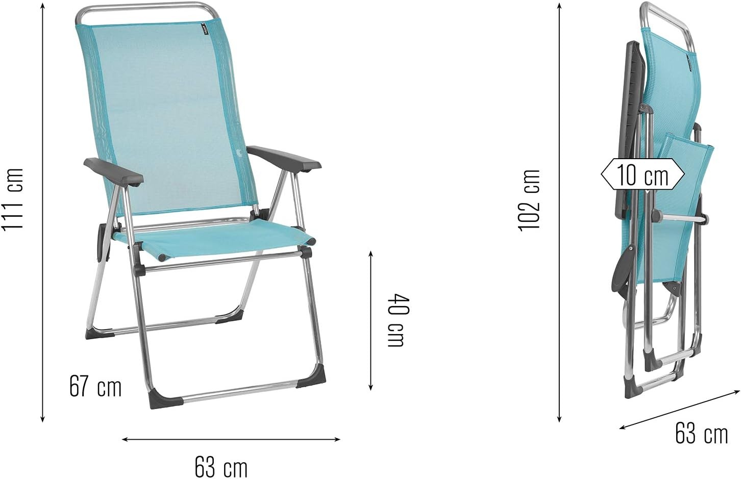 Lafuma Alu Cham Folding Armchair (Lac Blue, Set of 4) Foldable Deck and Patio Chairs(Lac Blue)
