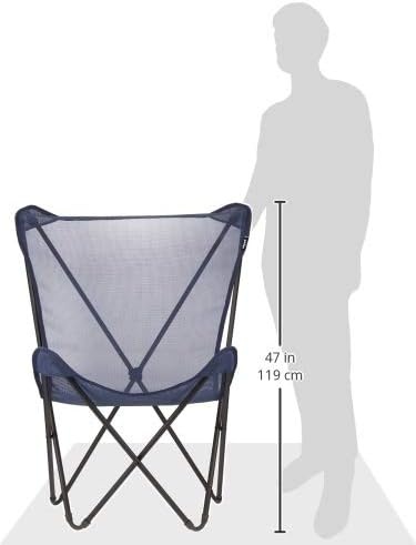 Lafuma LFM1837-8547 Maxi Pop Up Umbrella Style Folding Chair with Basalt Steel Frame and Ocean Batyline Fabric (Set of 4)