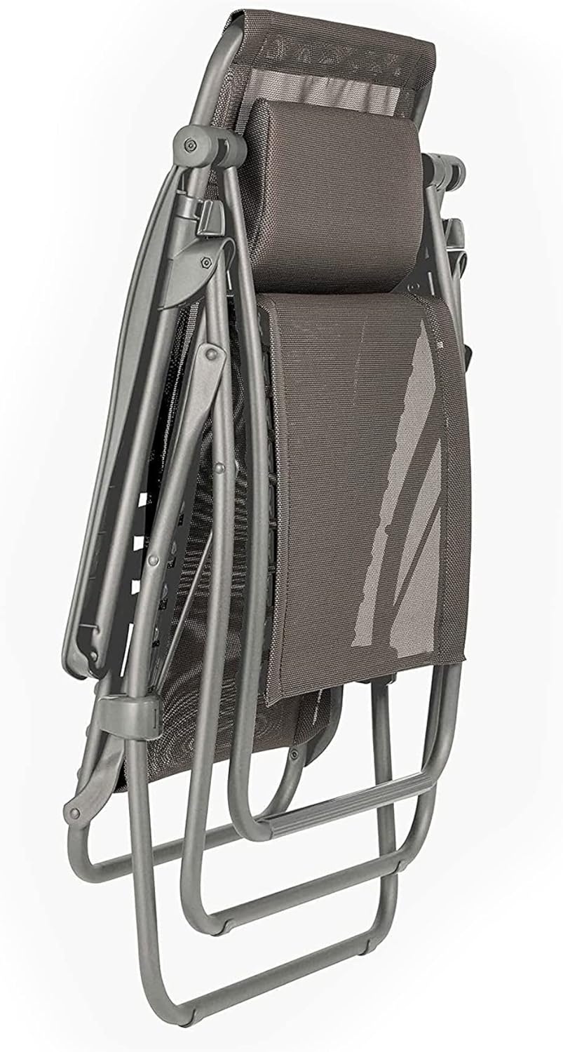 Lafuma LFM2049-8717 R-Clip Batyline Iso Relaxation Zero Gravity Recliner Chair, Folding Outdoor Lounge Chair with Removable Cushion, Graphite(Graphite Grey)