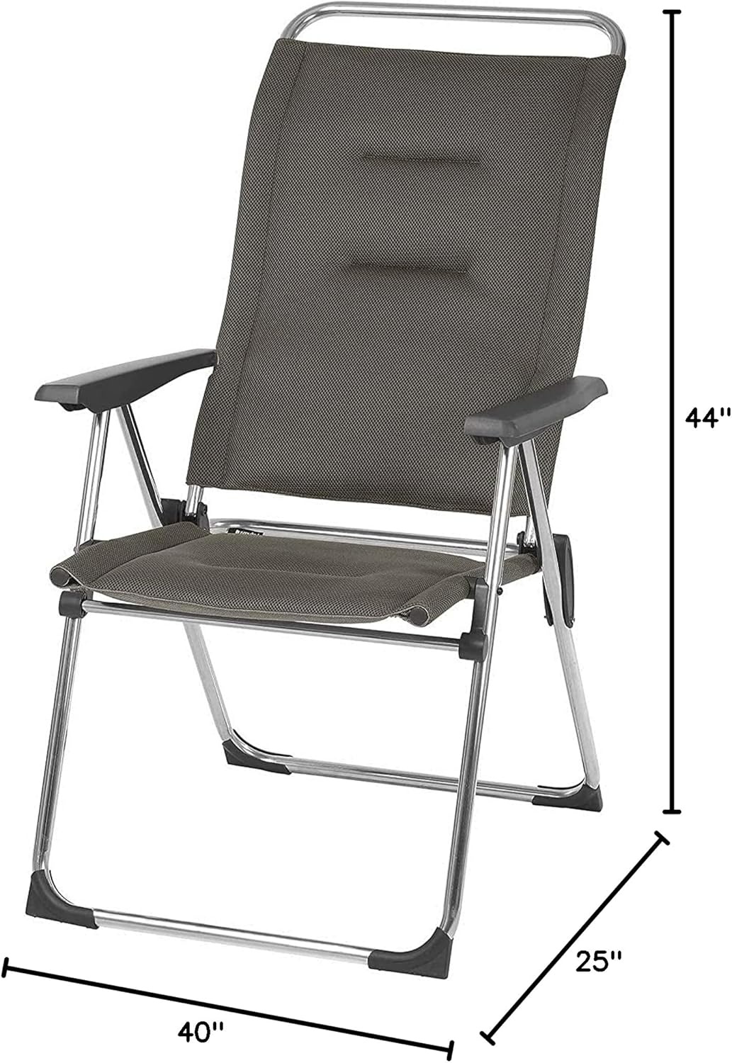 Lafuma Alu Cham Air Comfort Padded Adjustable Folding Outdoor Camping Mesh Sling Armchair Seat with High Ergonomic Backrest, Acier Black(Air Comfort Padded – Taupe)