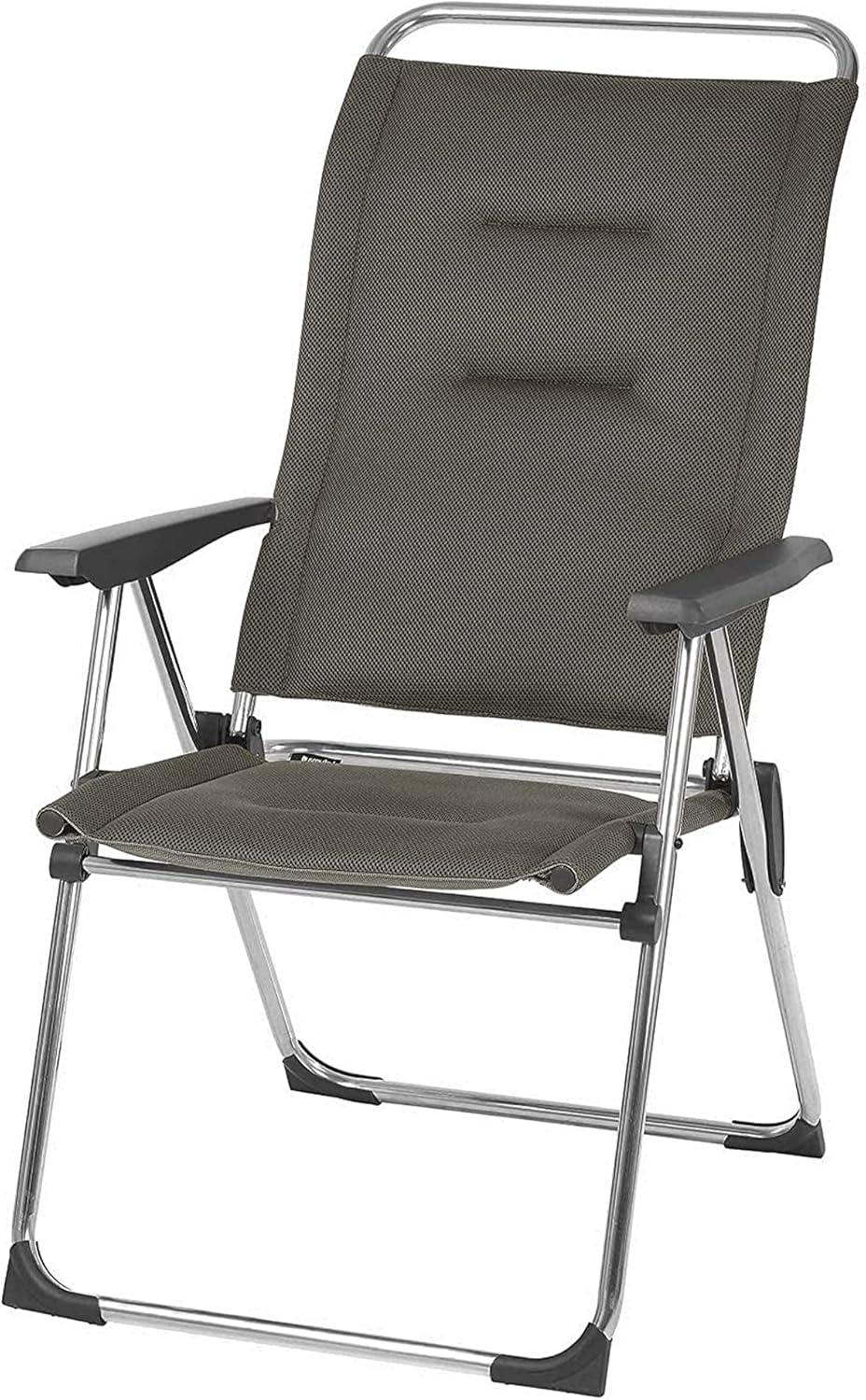 Lafuma Alu Cham Air Comfort Padded Adjustable Folding Outdoor Camping Mesh Sling Armchair Seat with High Ergonomic Backrest, Acier Black(Air Comfort Padded – Taupe)