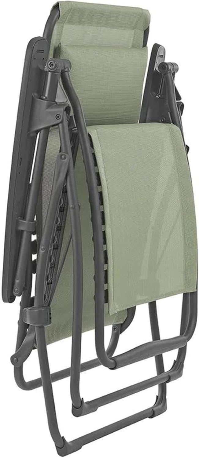 Lafuma LFM2049-8717 R-Clip Batyline Iso Relaxation Zero Gravity Recliner Chair, Folding Outdoor Lounge Chair with Removable Cushion, Graphite(Moss Green)