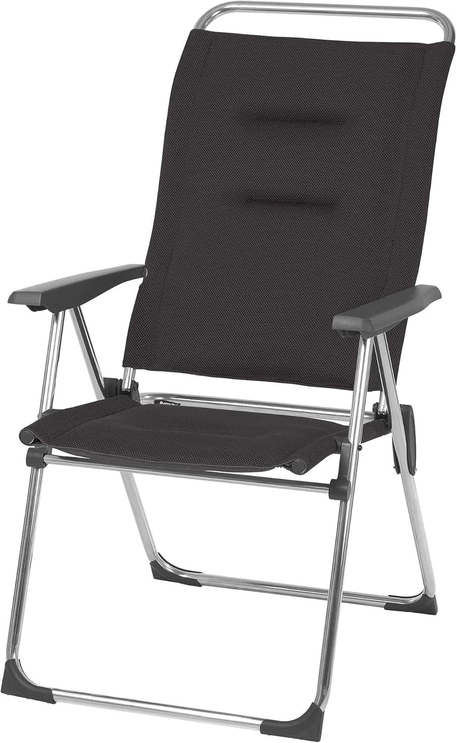 Lafuma Alu Cham Air Comfort Padded Adjustable Folding Outdoor Camping Mesh Sling Armchair Seat with High Ergonomic Backrest, Acier Black(Air Comfort Padded – Acier Black)