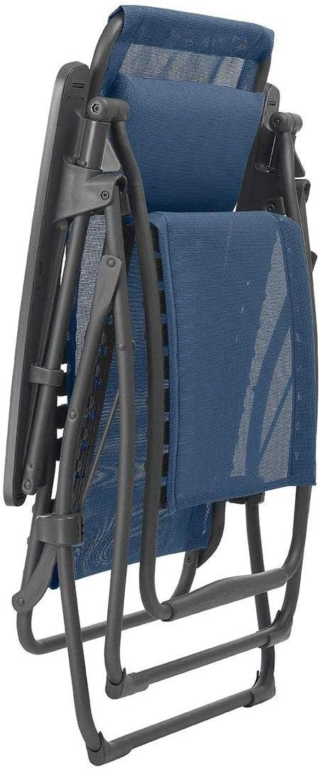 Lafuma Futura XL Zero Gravity Outdoor Steel Framed Lawn Recliner Chair with Armrest, Extra Wide Recliner, and Adjustable Neck Pillow, Seigle(Blue (Ocean))