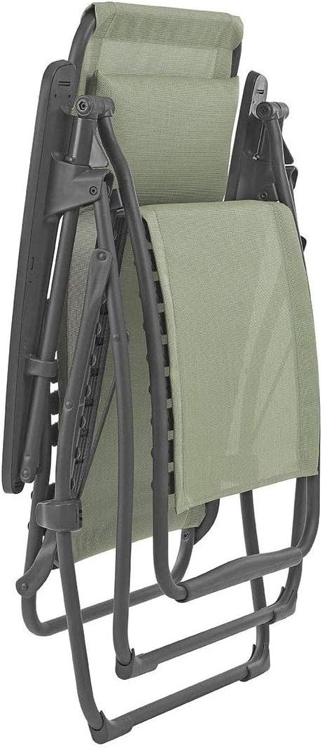 Lafuma Futura XL Zero Gravity Outdoor Steel Framed Lawn Recliner Chair with Armrest, Extra Wide Recliner, and Adjustable Neck Pillow, Seigle(Green (Moss))