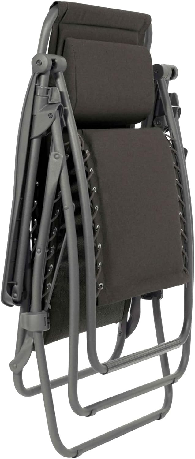 Lafuma RSX Clip Sunbrella Outdoor Zero Gravity Steel Folding Recliner Chair for Camping, Backyards, Patio, Lawn, and Garden, Slate(Slate)
