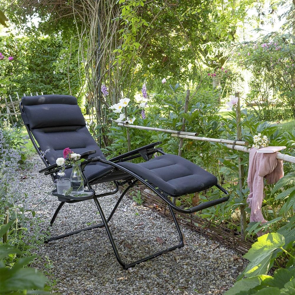 Lafuma Futura XL Air Comfort Series Outdoor Zero Gravity Lounge Chair, Black(Acier Black)