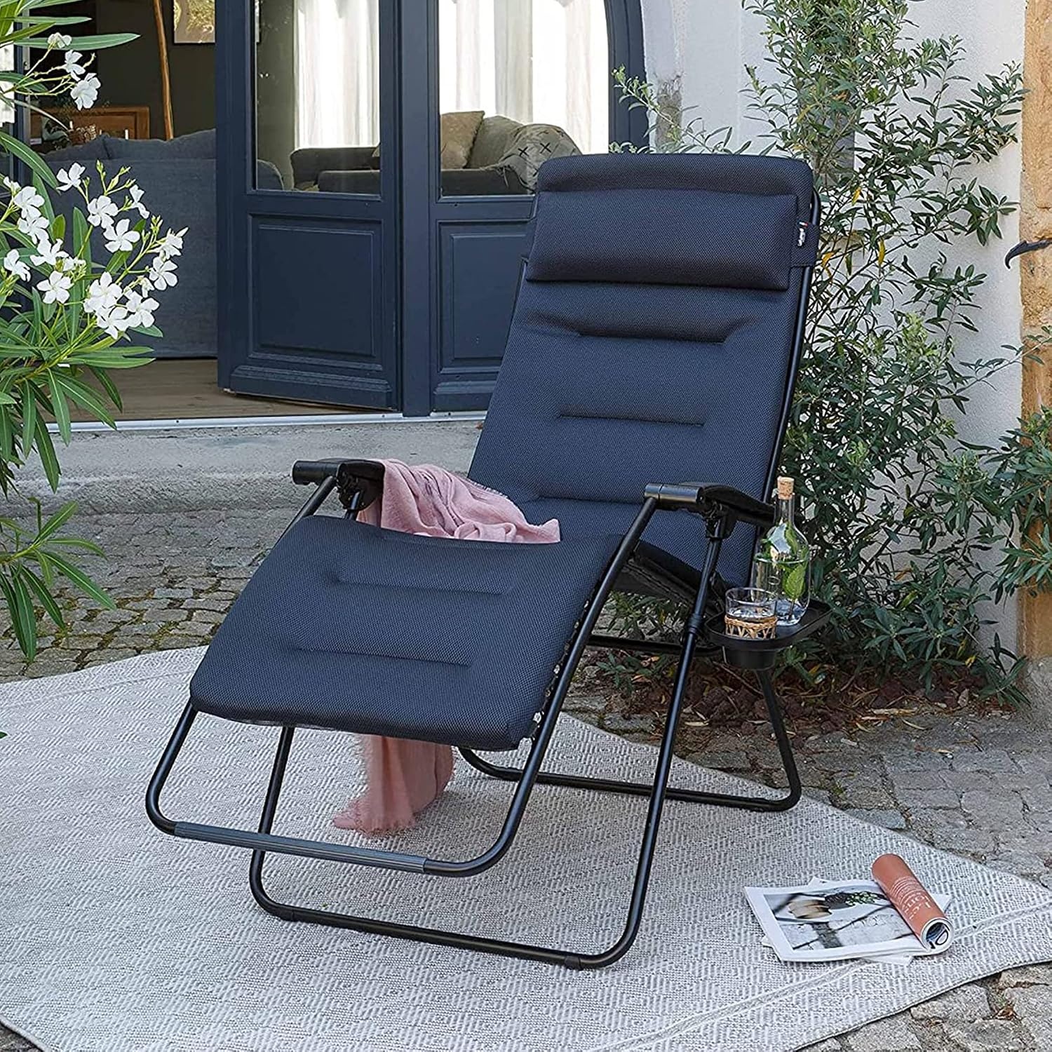 Lafuma RSX Clip XL Air Comfort, Extra Large Padded Zero-Gravity Multi-Position Reclining Chair, Acier