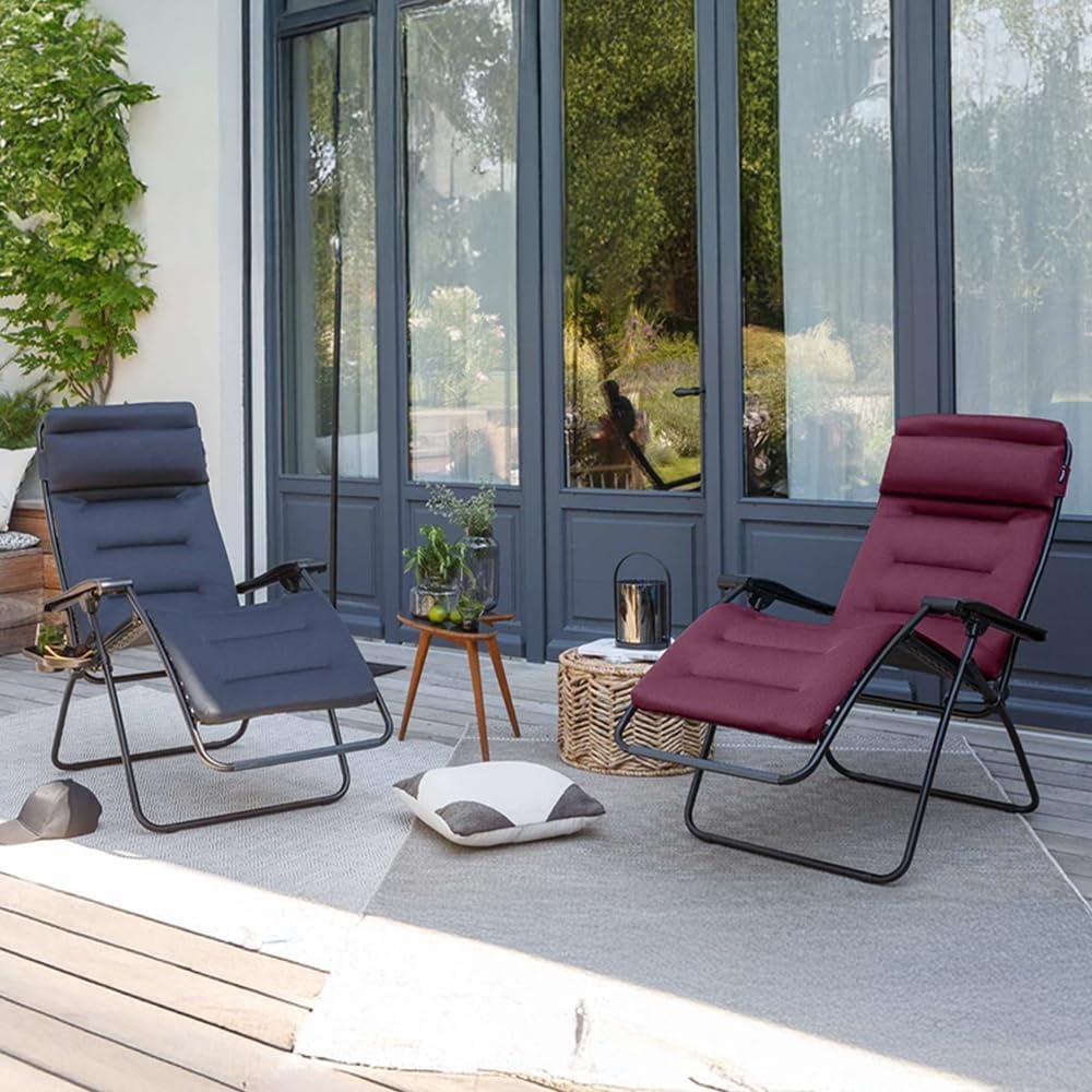 Lafuma RSX Clip Sunbrella Outdoor Zero Gravity Steel Folding Recliner Chair for Camping, Backyards, Patio, Lawn, and Garden, Slate(Navy)