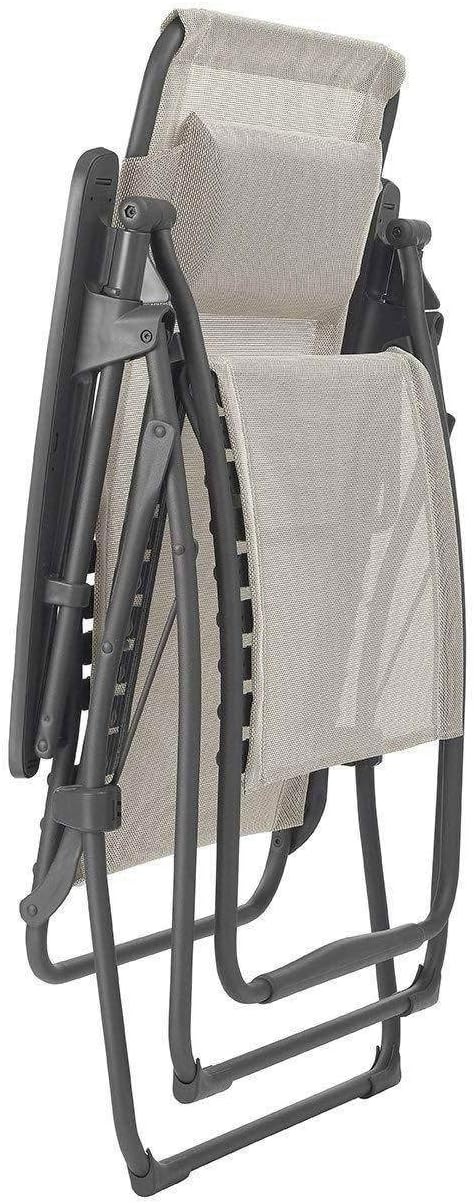 Lafuma Futura XL Zero Gravity Outdoor Steel Framed Lawn Recliner Chair with Armrest, Extra Wide Recliner, and Adjustable Neck Pillow, Seigle(Grey (Seigle))