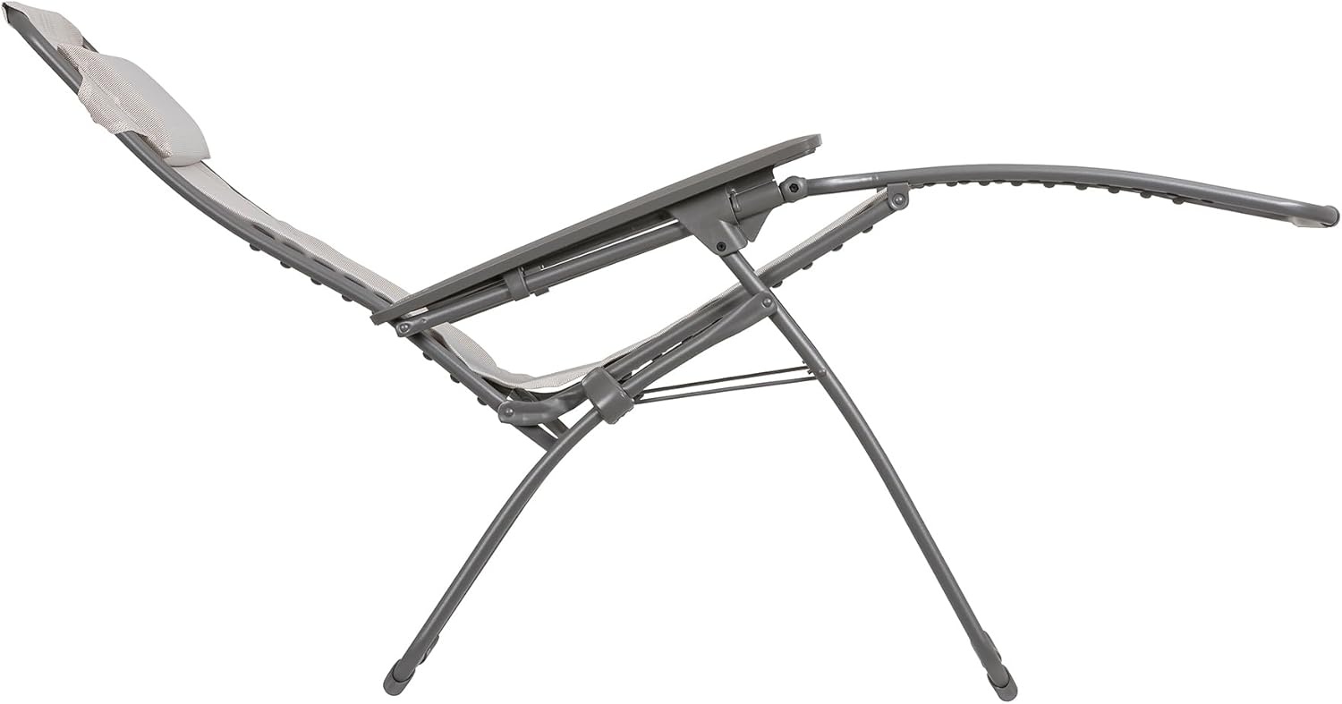 Lafuma Futura XL Zero Gravity Outdoor Steel Framed Lawn Recliner Chair with Armrest, Extra Wide Recliner, and Adjustable Neck Pillow, Seigle(Grey (Seigle))