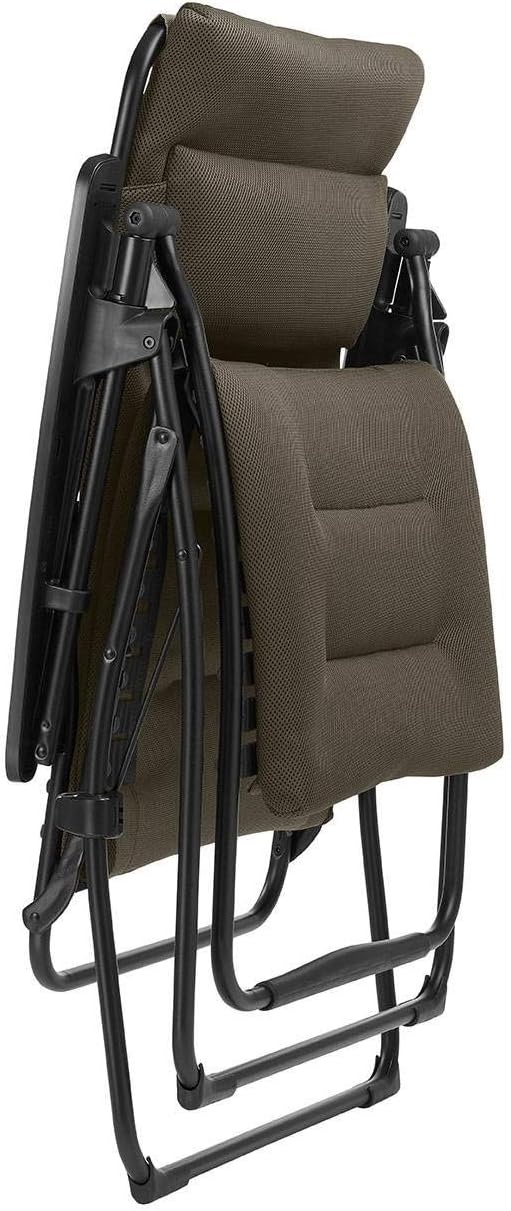 Lafuma Futura XL Air Comfort Series Outdoor Zero Gravity Lounge Chair, Black(Taupe Grey)