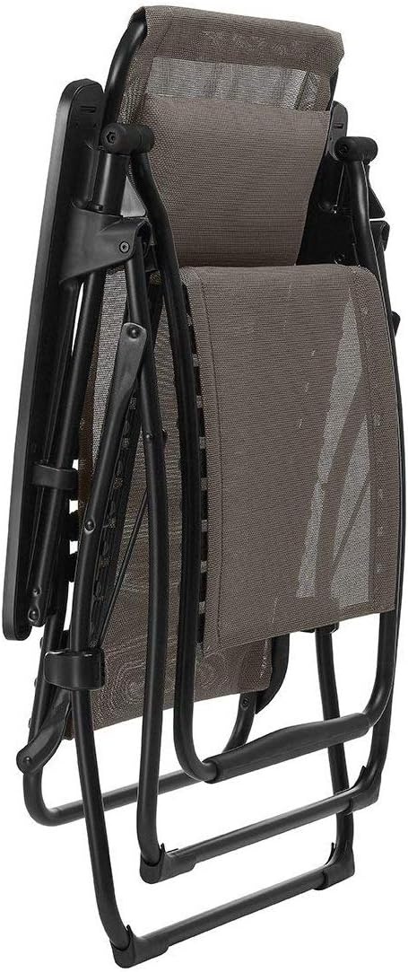 Lafuma Futura XL Zero Gravity Outdoor Steel Framed Lawn Recliner Chair with Armrest, Extra Wide Recliner, and Adjustable Neck Pillow, Seigle(Graphite Grey)