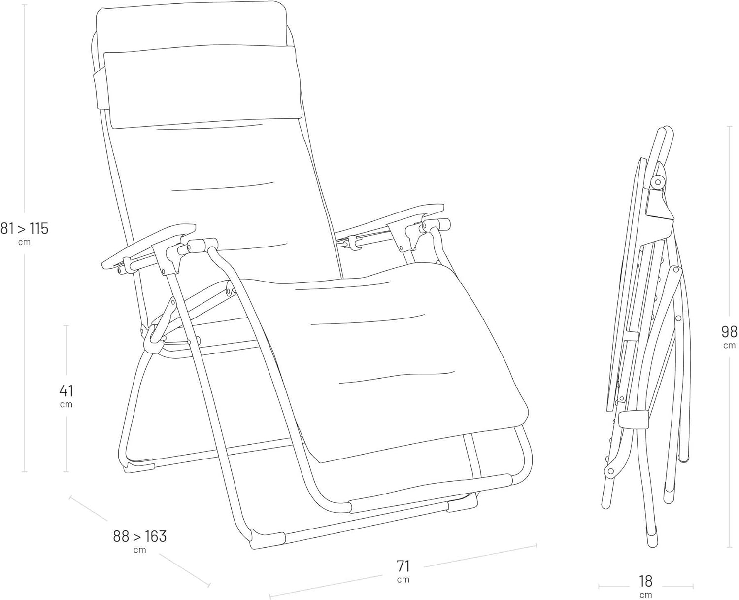 Lafuma Futura XL Air Comfort Series Outdoor Zero Gravity Lounge Chair, Black(Coral Blue)