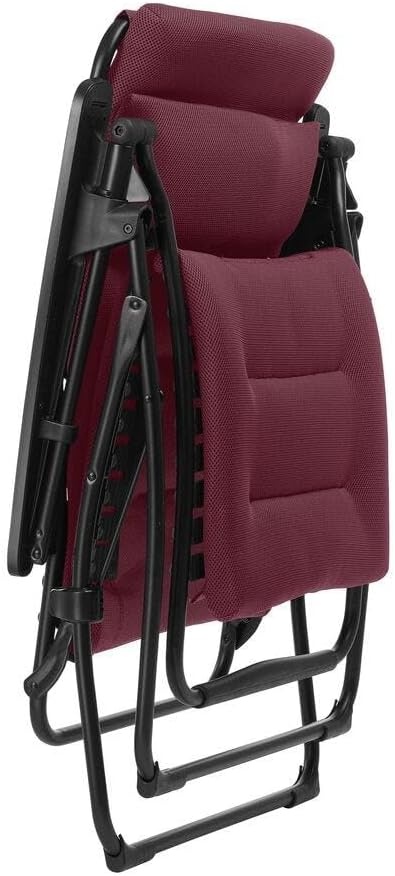Lafuma Futura XL Air Comfort Series Outdoor Zero Gravity Lounge Chair, Black(Bordeaux Red)
