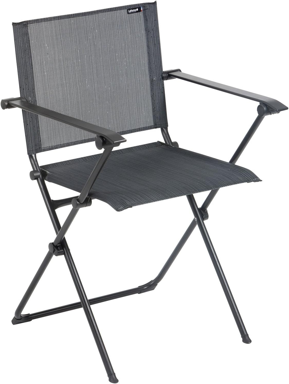 Lafuma Anytime Folding Armchair – Black Steel Frame with Aqua Batyline Duo Fabric(Outremer)