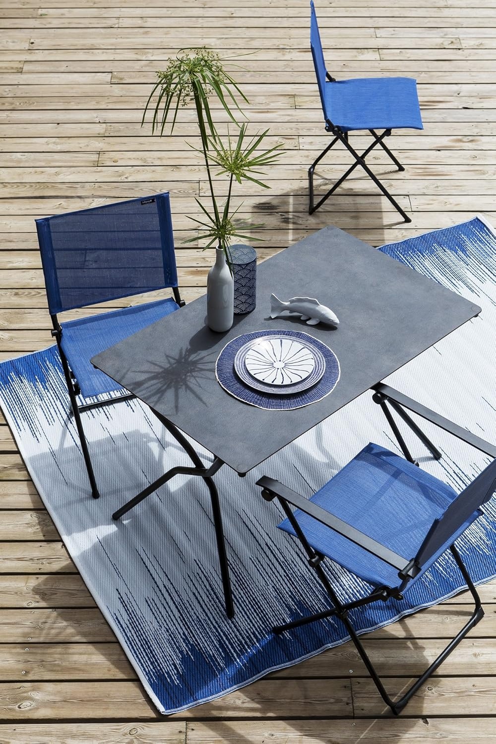 Lafuma Anytime Folding Table – Waterproof Rectangular Outdoor Folding Table – Volcanic Finish Table Top