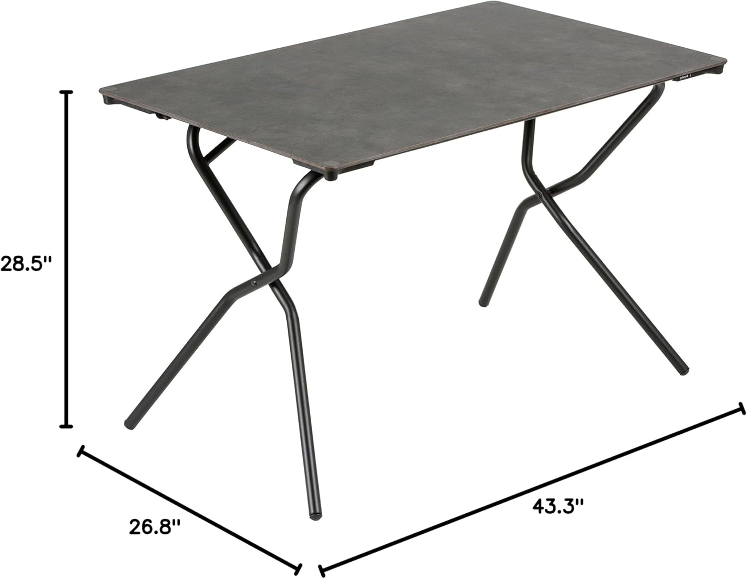 Lafuma Anytime Folding Table – Waterproof Rectangular Outdoor Folding Table – Volcanic Finish Table Top