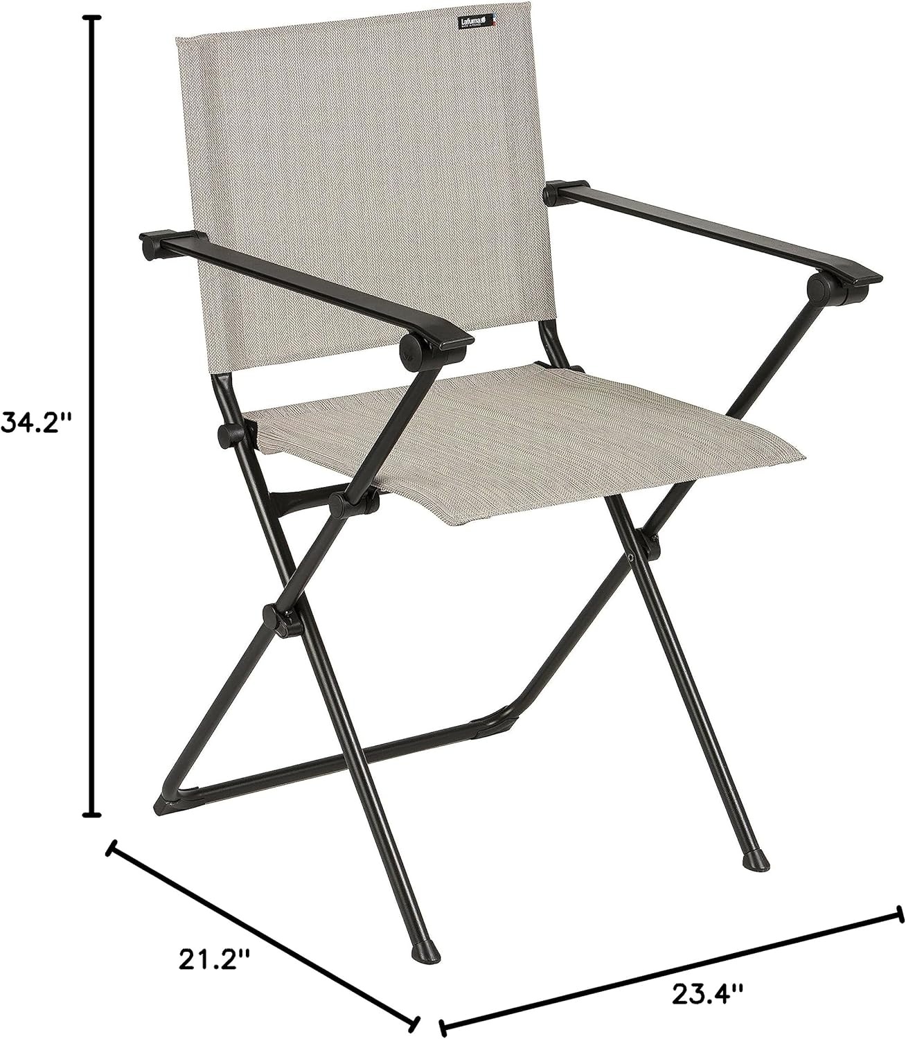 Lafuma Anytime Folding Armchair – Black Steel Frame with Aqua Batyline Duo Fabric(Galet)