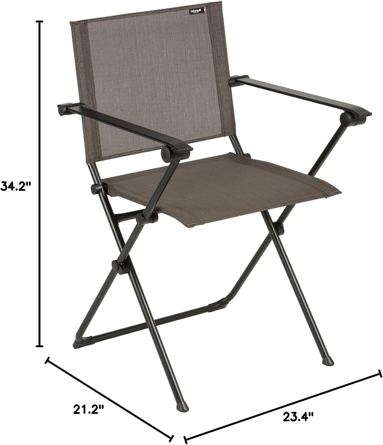 Lafuma Anytime Folding Armchair – Black Steel Frame with Aqua Batyline Duo Fabric(Wood)